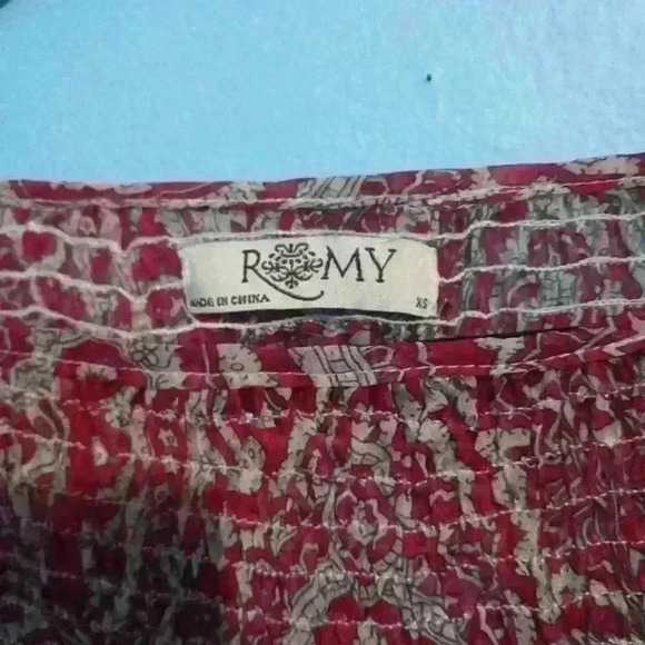vintage Romy silk paisley western sheer lightweight elastic waist size XS - Picture 2 of 5